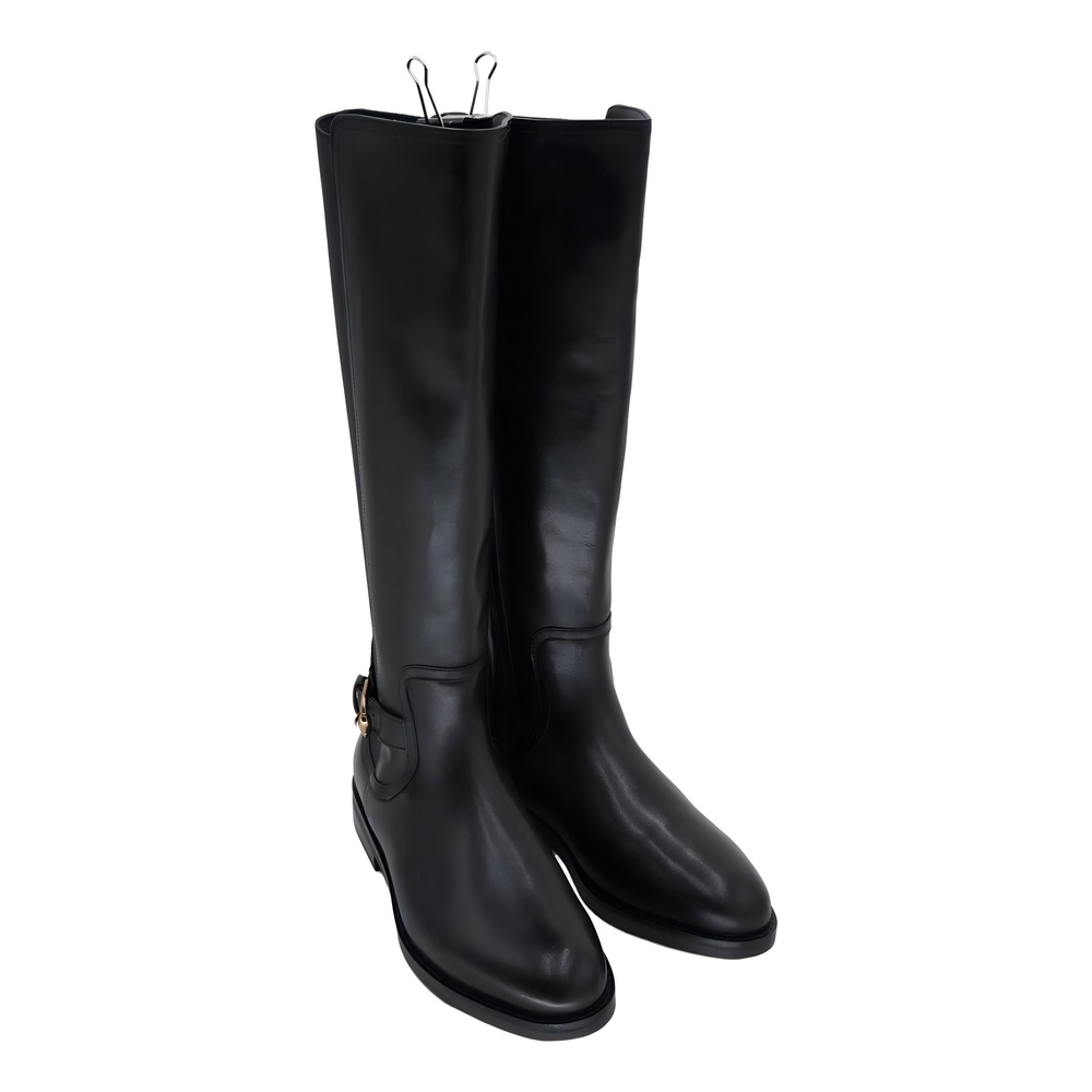 Cole Haan Womens Celestina Tall Riding Boot Black Leather Size 9.5M